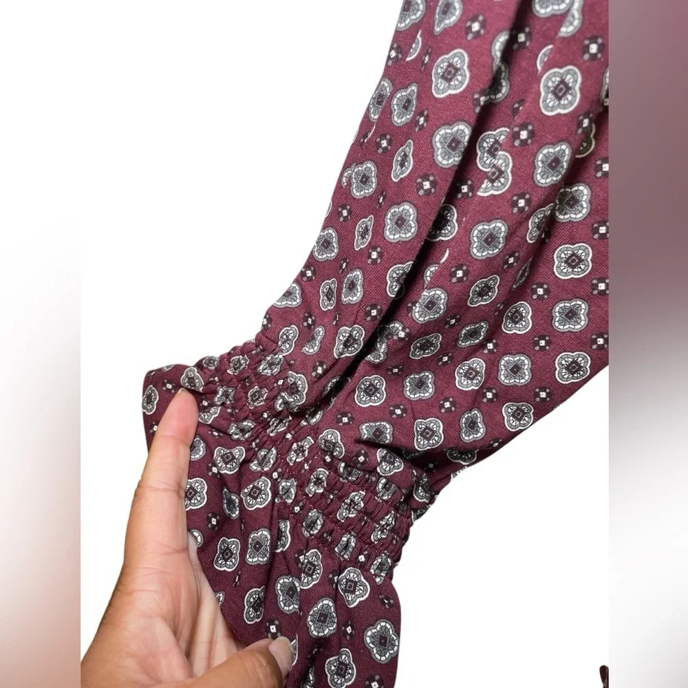 Michael by Michael Kors Burgundy Geometric Print V-Neck Long Sleeve Top sz 4X - Picture 6 of 10
